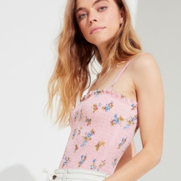 Out from Under Smocked Floral Bodysuit Small - Picture 4 of 9